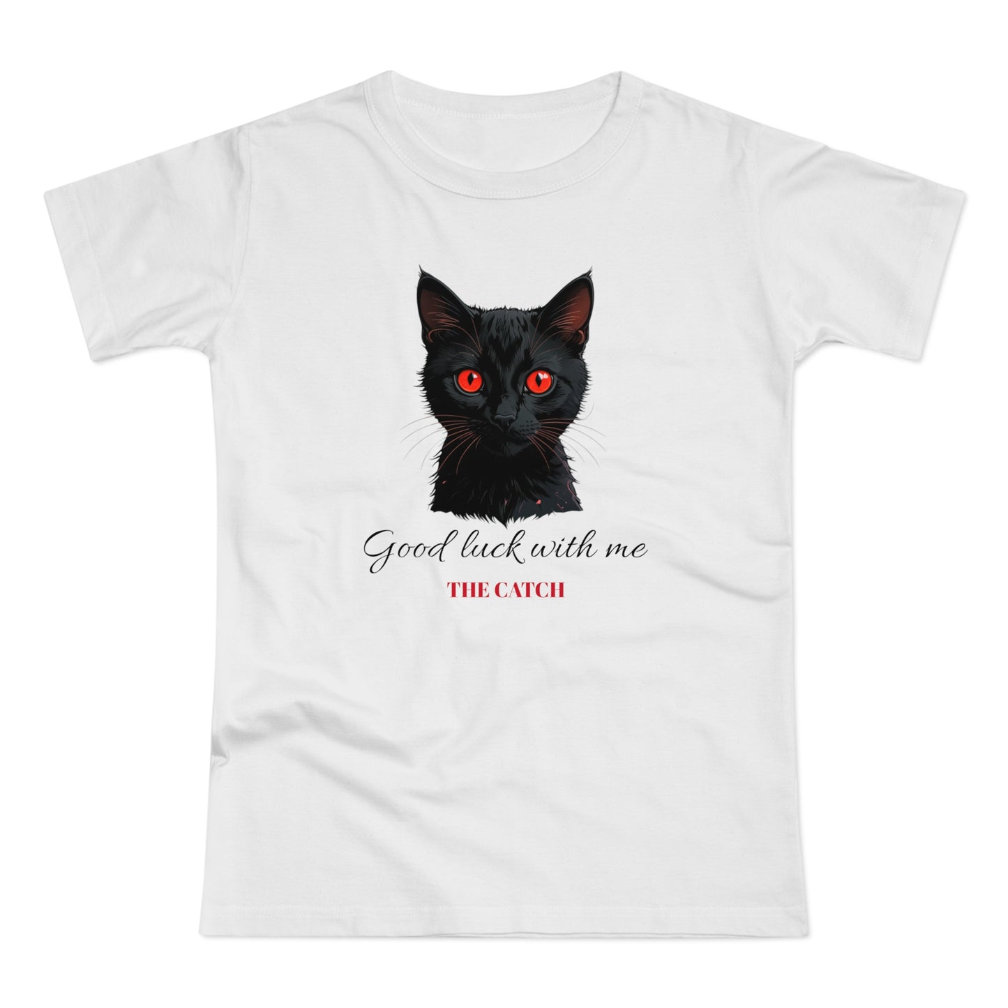 Good Luck Cat Women's T-Shirt - Playful Black Cat Design