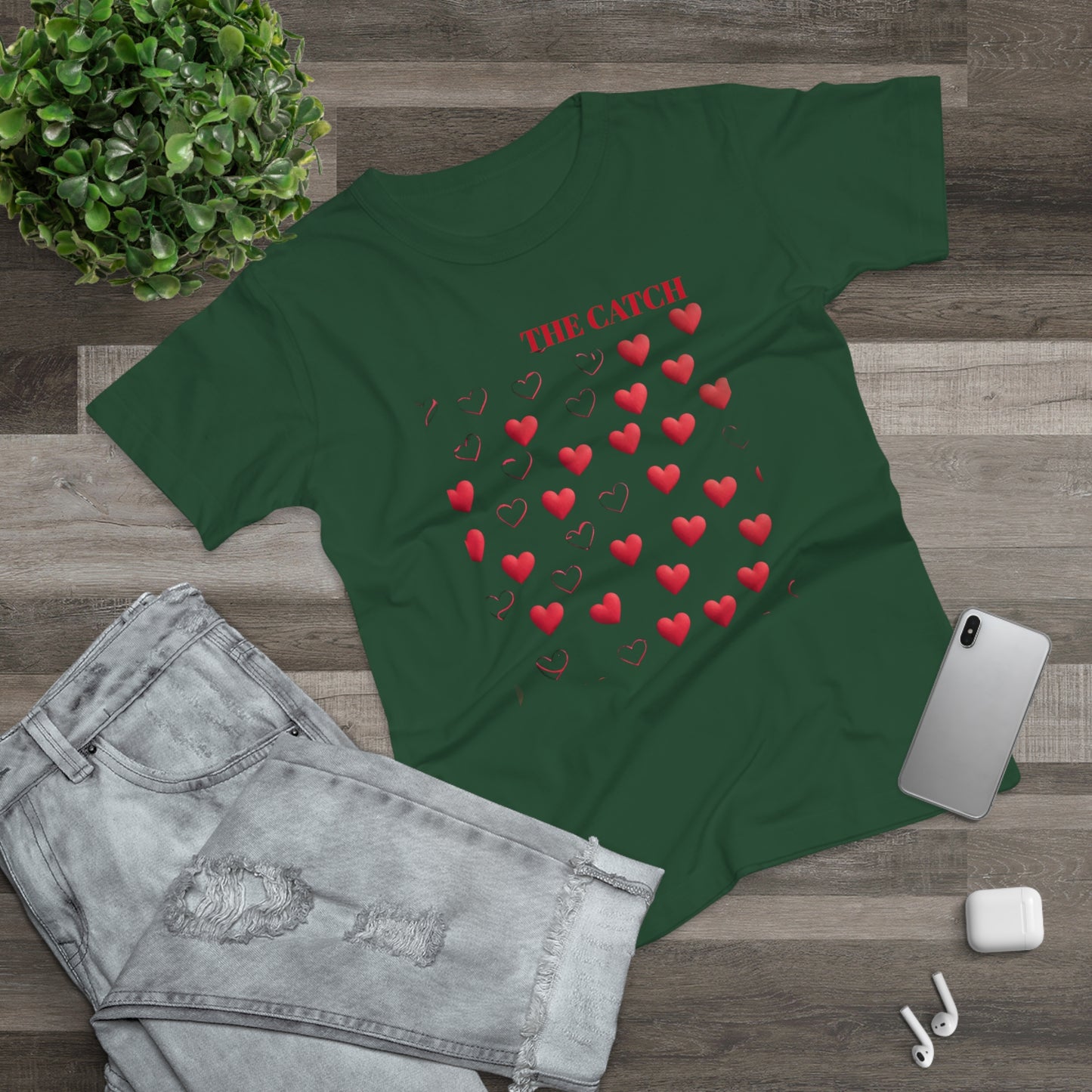 Romantic Hearts Women's T-Shirt - 'The Catch' Design