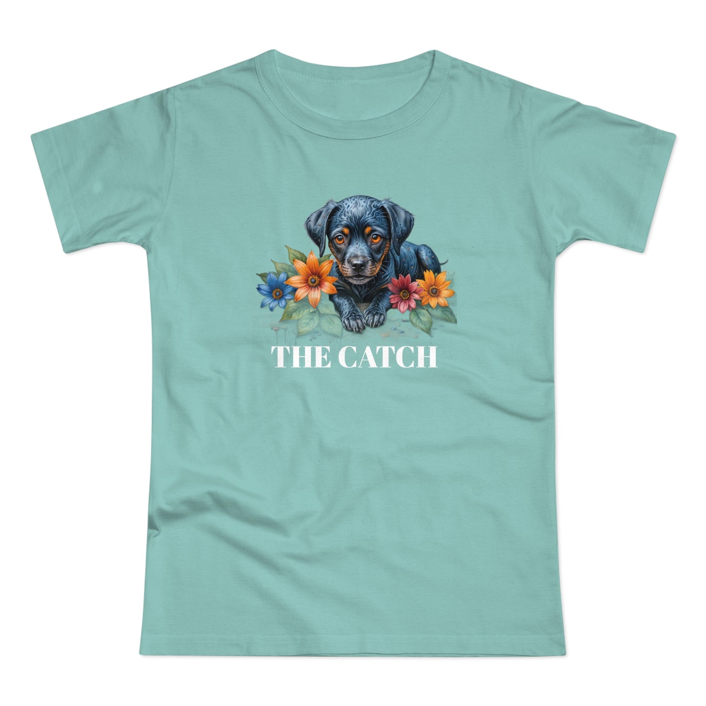 The Catch Dog-Themed Women's T-Shirt - Floral Design for Pet Lovers