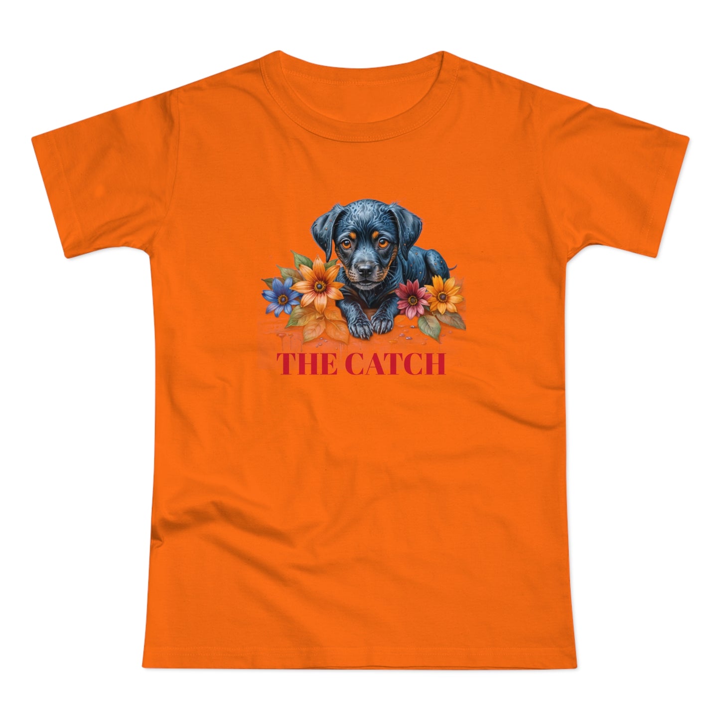 The Catch Dog-Themed Women's T-Shirt - Floral Design for Pet Lovers