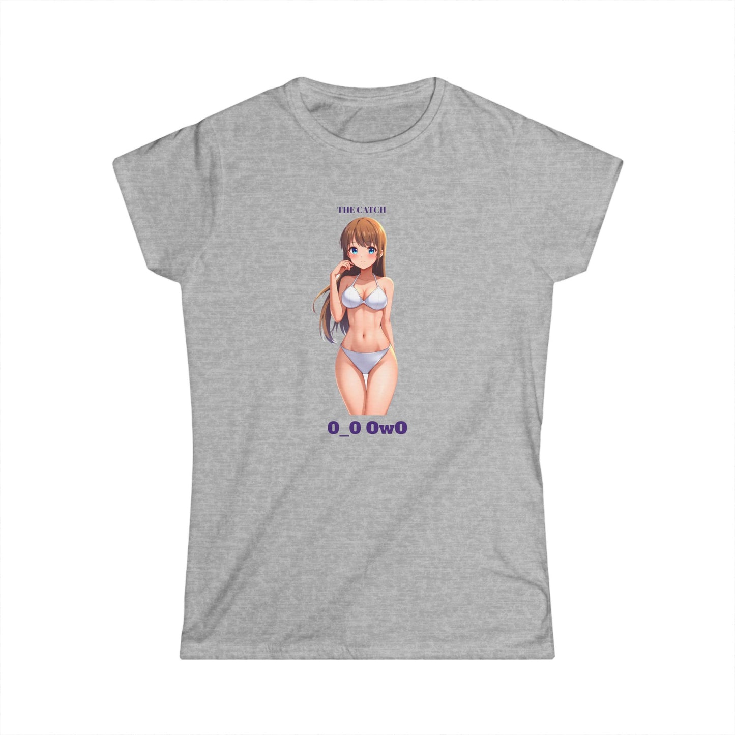 Cute Anime Graphic Women's Softstyle Tee - 0_0 OwO Design