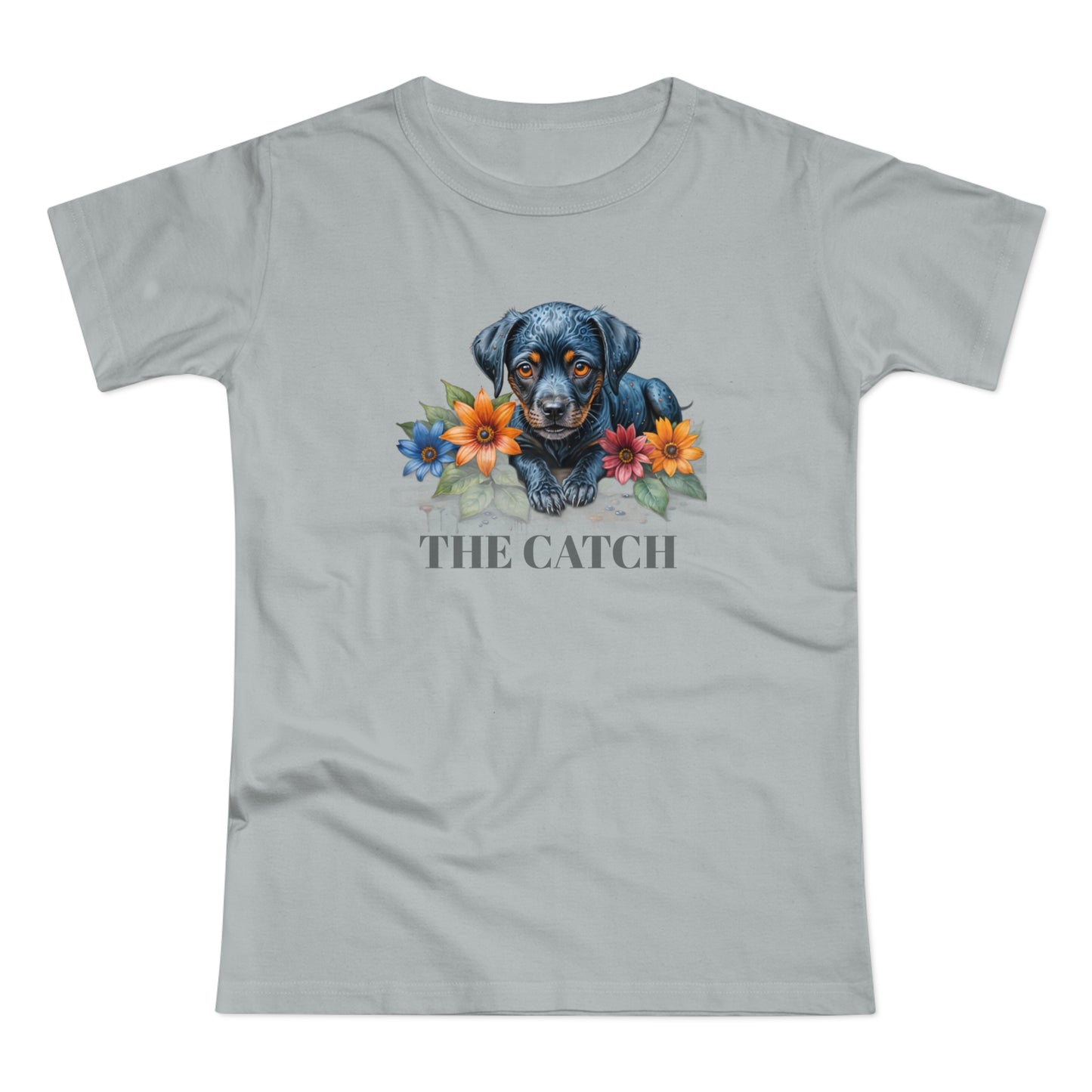 The Catch Dog-Themed Women's T-Shirt - Floral Design for Pet Lovers