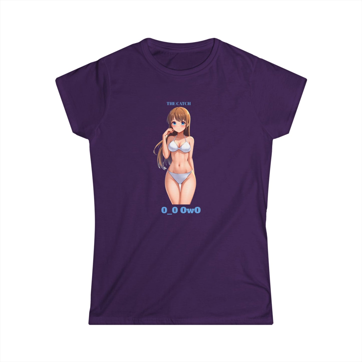 Cute Anime Graphic Women's Softstyle Tee - 0_0 OwO Design