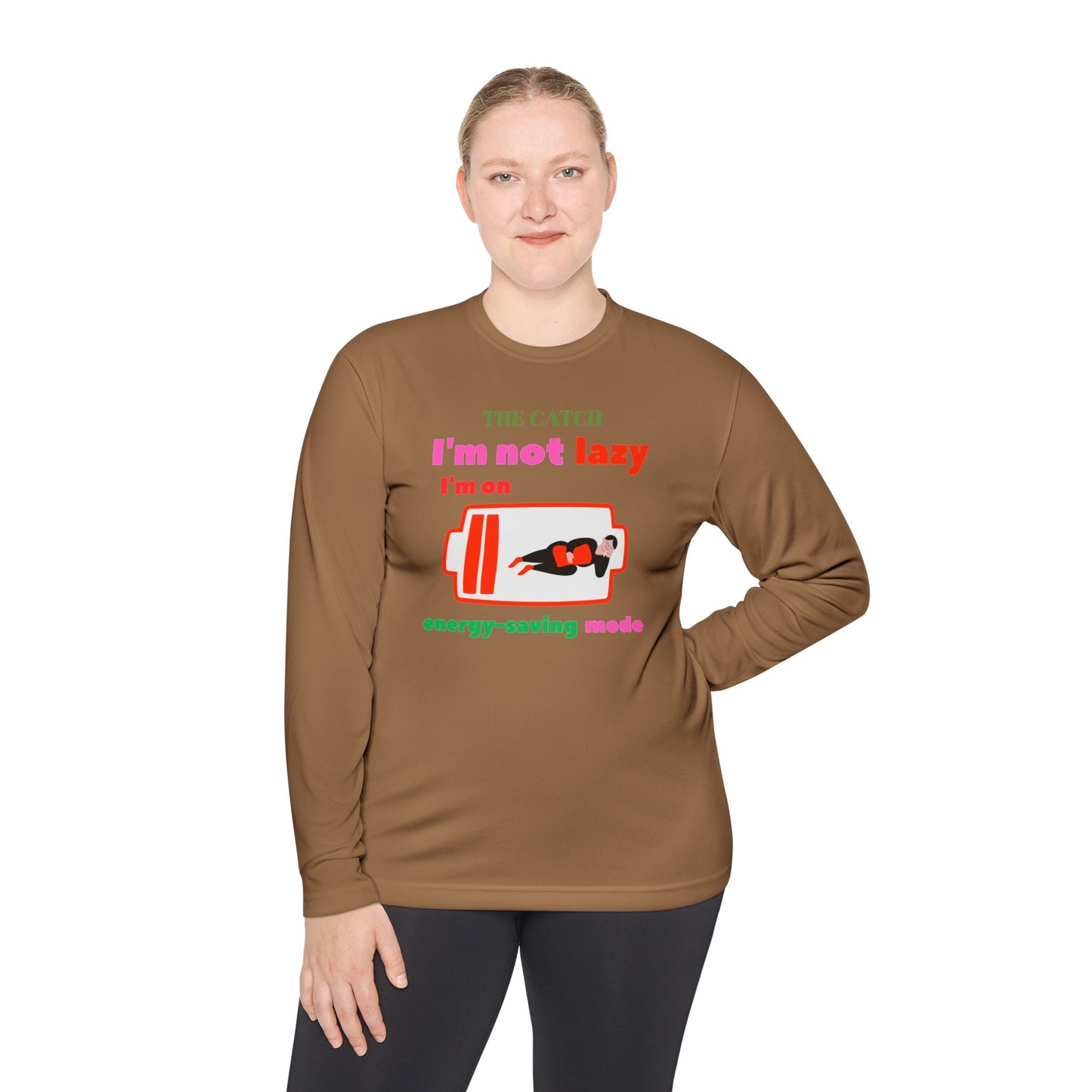 Women's Lightweight Long Sleeve Tee - I'm Not Lazy, I'm on Energy-Saving Mode