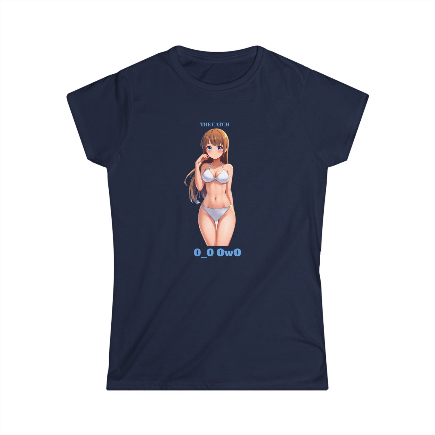 Cute Anime Graphic Women's Softstyle Tee - 0_0 OwO Design