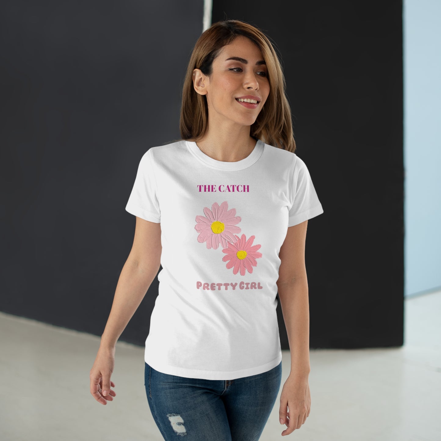 Flower Power Women's T-Shirt - 'The Catch' Pretty Girl Design