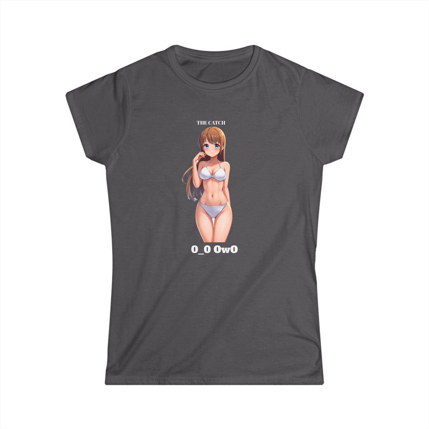 Cute Anime Graphic Women's Softstyle Tee - 0_0 OwO Design