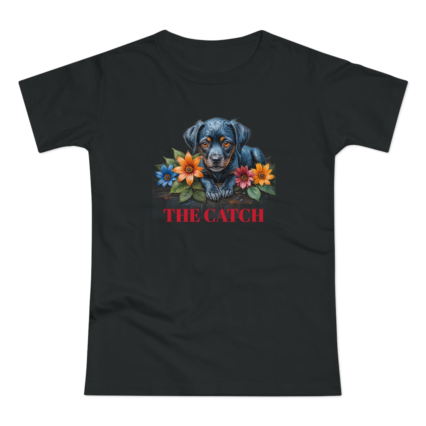 The Catch Dog-Themed Women's T-Shirt - Floral Design for Pet Lovers