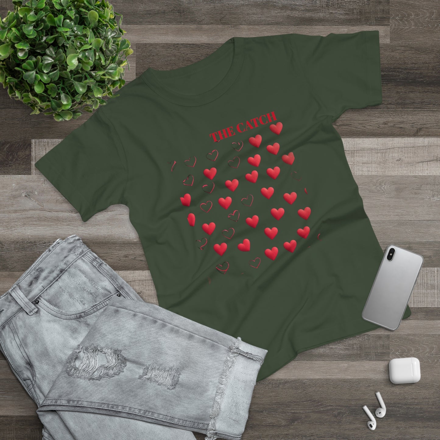 Romantic Hearts Women's T-Shirt - 'The Catch' Design