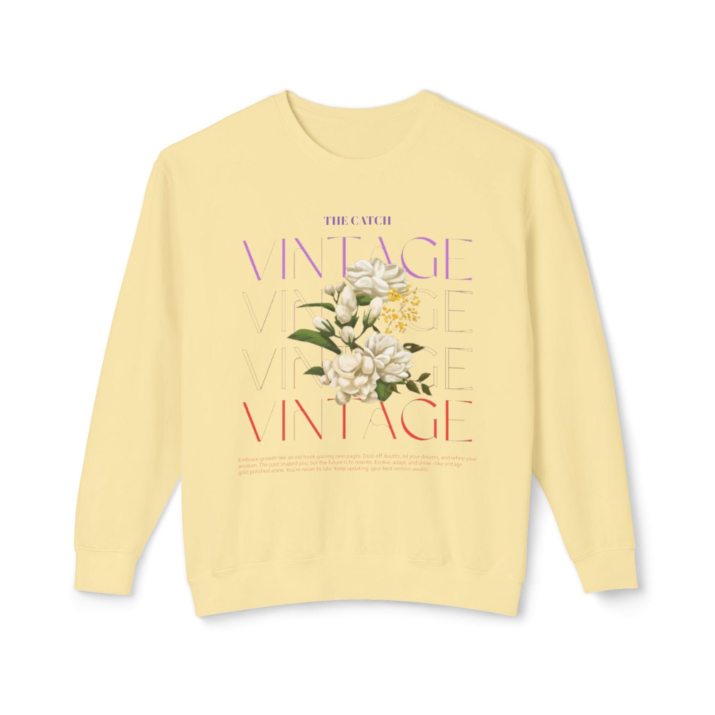 Vintage Floral Women's Lightweight Crewneck Sweatshirt - Casual & Stylish Design