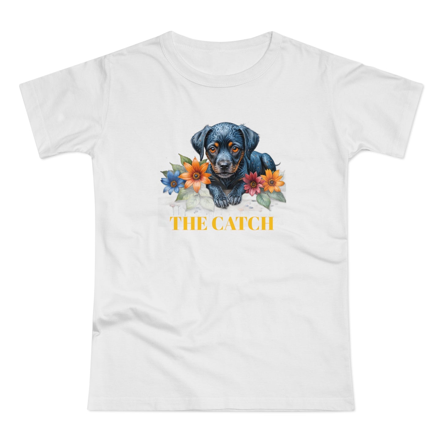 The Catch Dog-Themed Women's T-Shirt - Floral Design for Pet Lovers