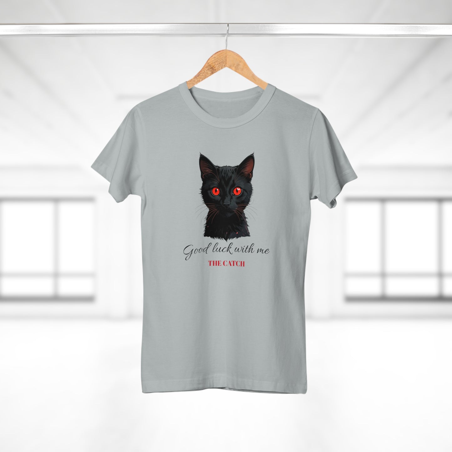 Good Luck Cat Women's T-Shirt - Playful Black Cat Design