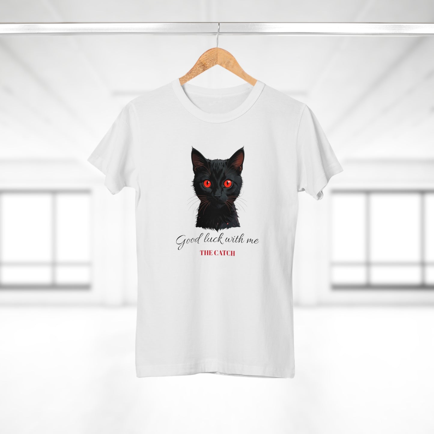 Good Luck Cat Women's T-Shirt - Playful Black Cat Design