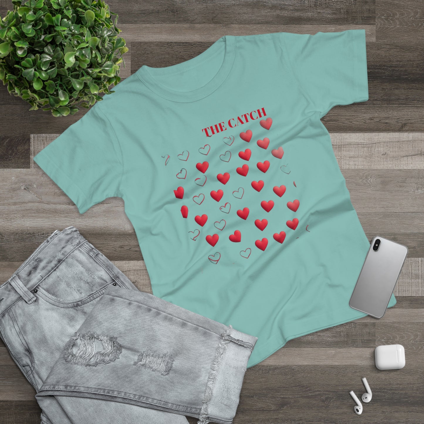 Romantic Hearts Women's T-Shirt - 'The Catch' Design