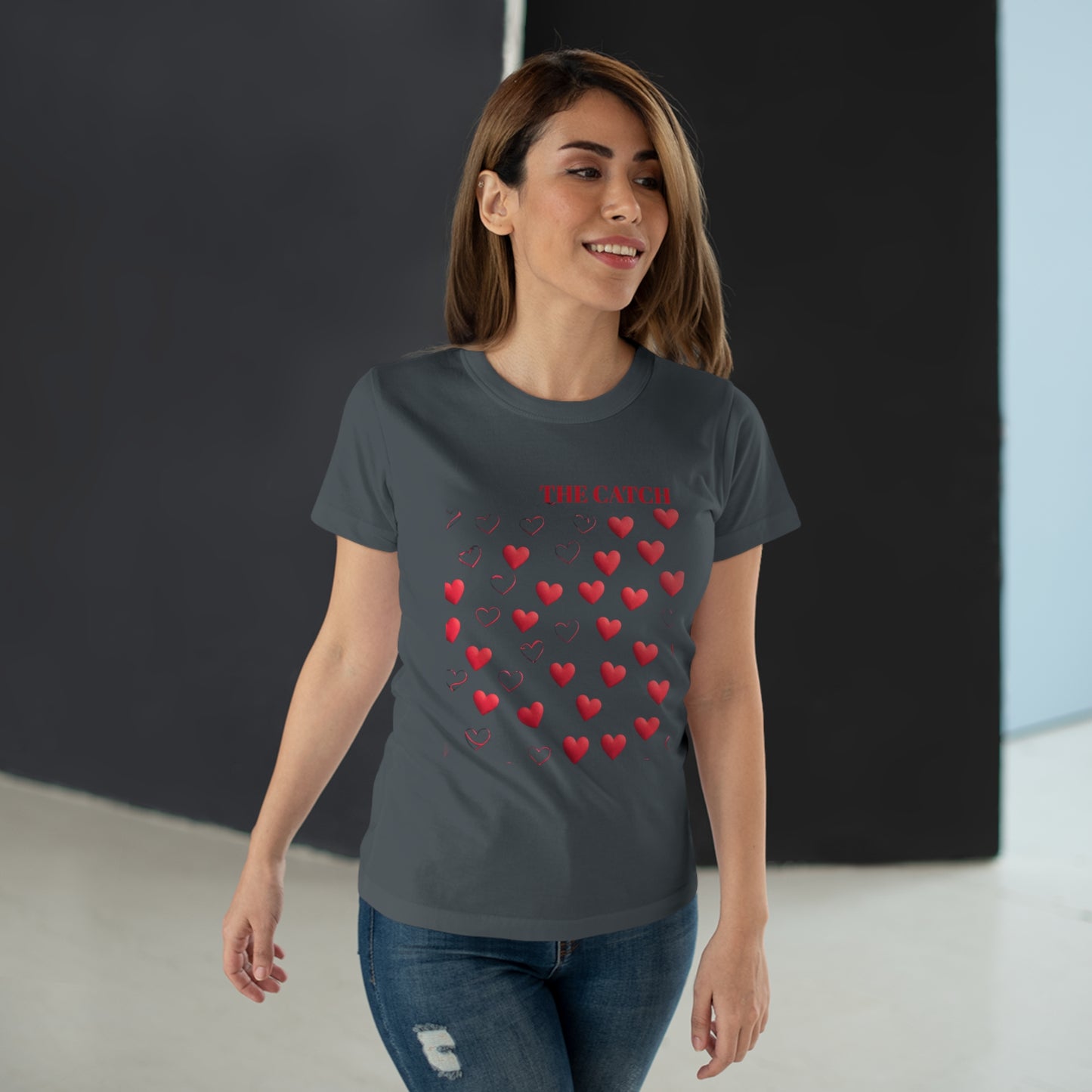 Romantic Hearts Women's T-Shirt - 'The Catch' Design