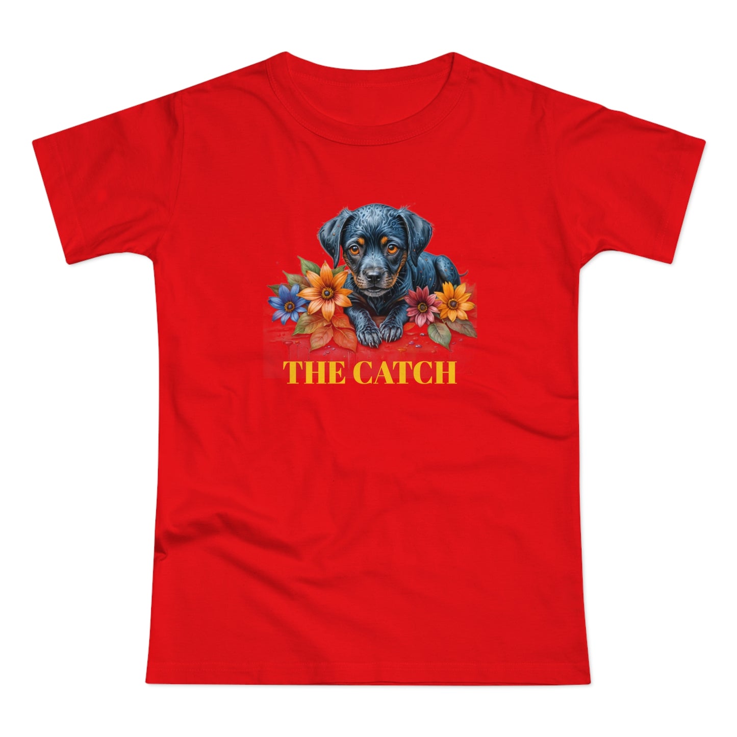 The Catch Dog-Themed Women's T-Shirt - Floral Design for Pet Lovers