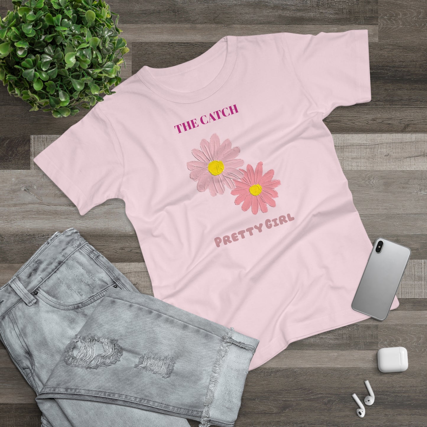 Flower Power Women's T-Shirt - 'The Catch' Pretty Girl Design