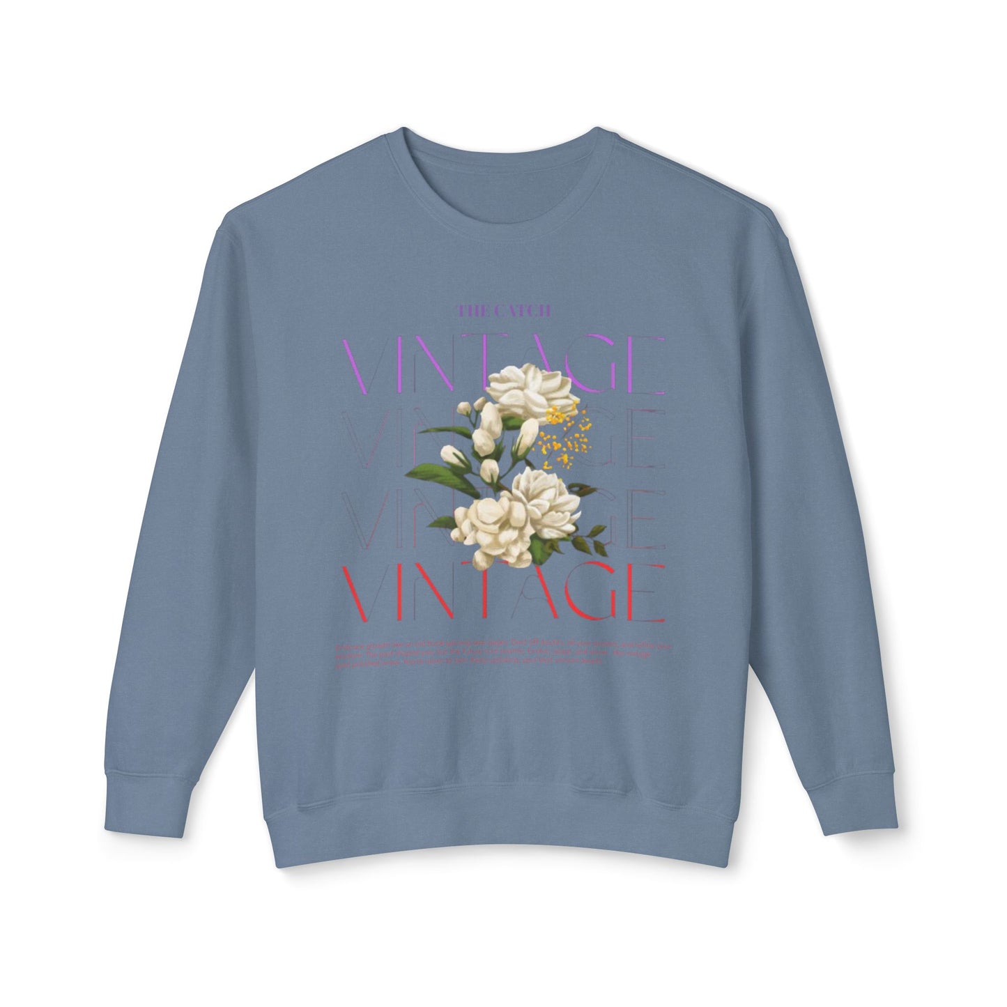 Vintage Floral Women's Lightweight Crewneck Sweatshirt - Casual & Stylish Design