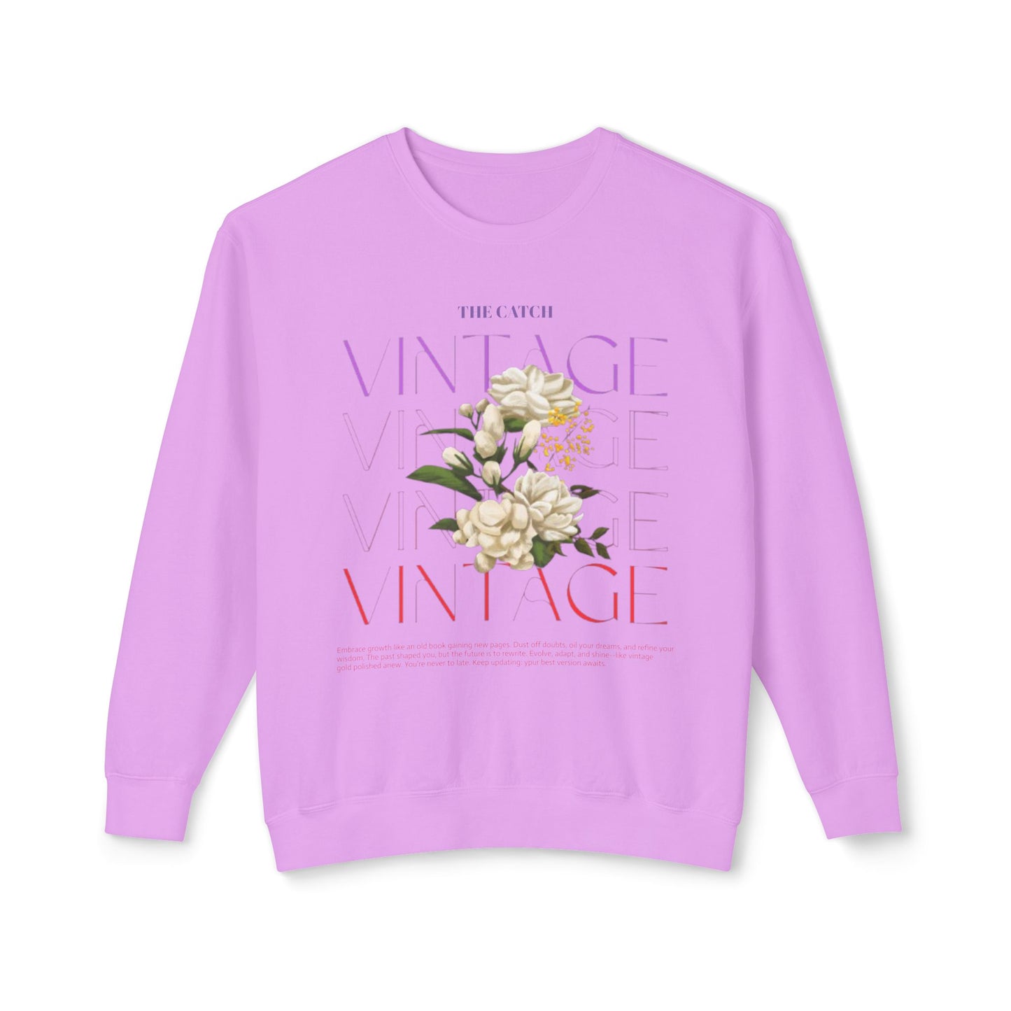 Vintage Floral Women's Lightweight Crewneck Sweatshirt - Casual & Stylish Design