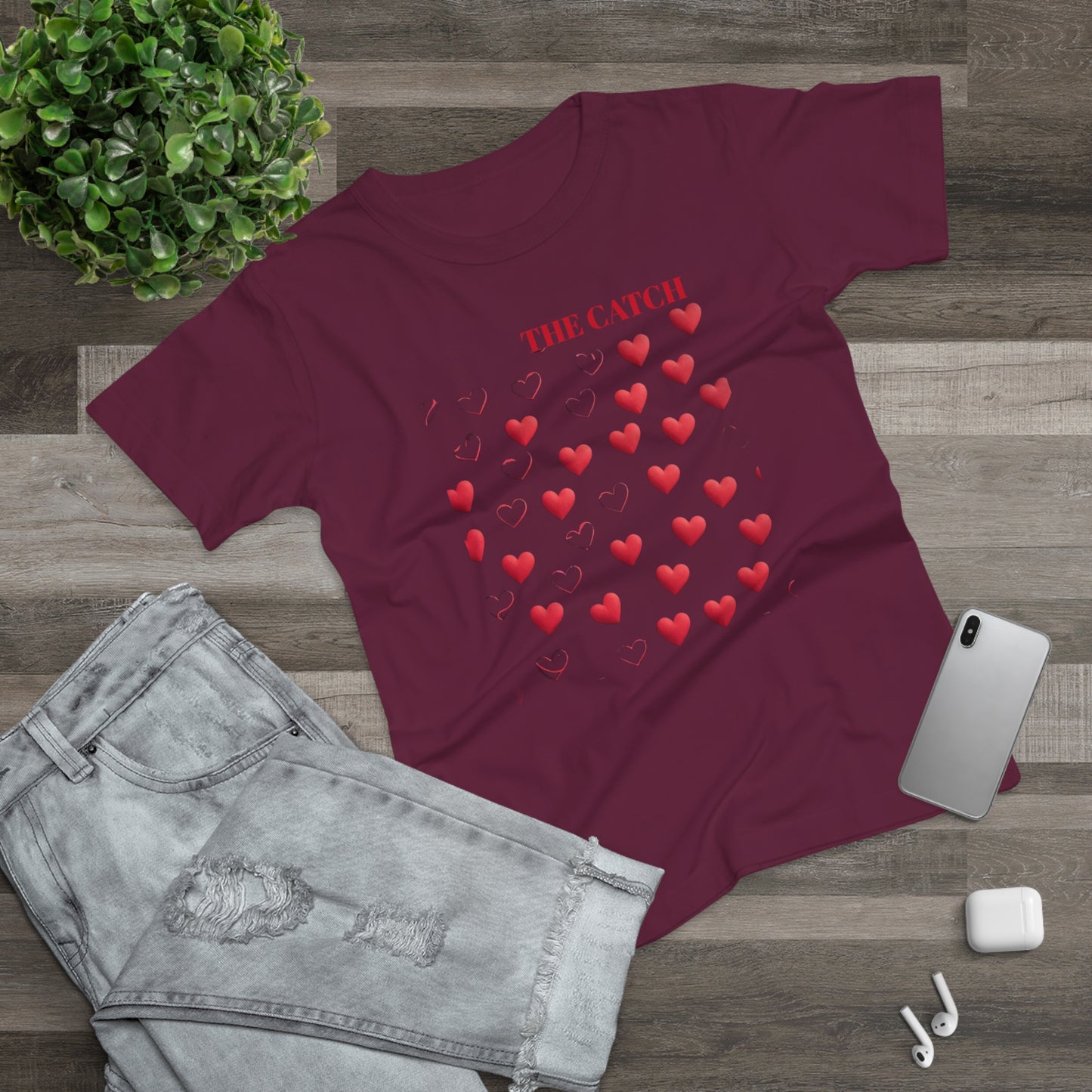 Romantic Hearts Women's T-Shirt - 'The Catch' Design