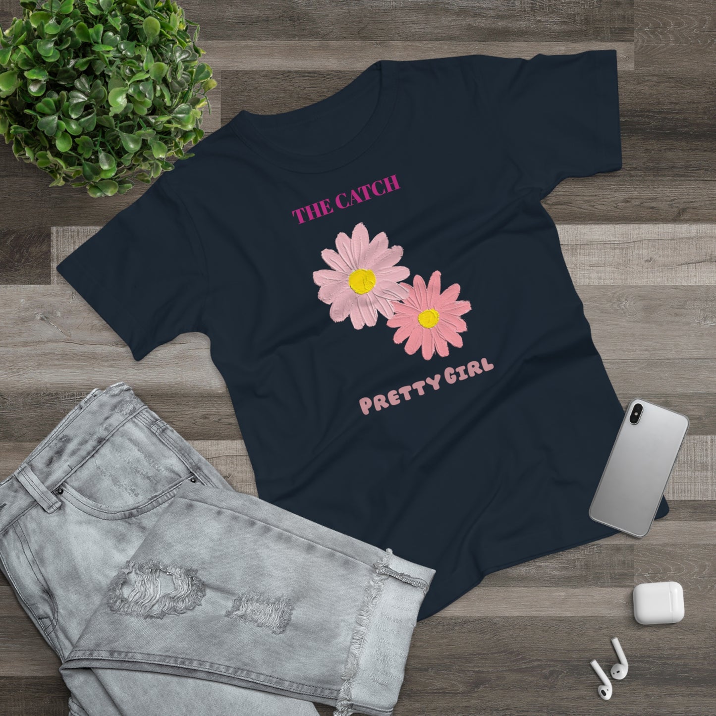 Flower Power Women's T-Shirt - 'The Catch' Pretty Girl Design