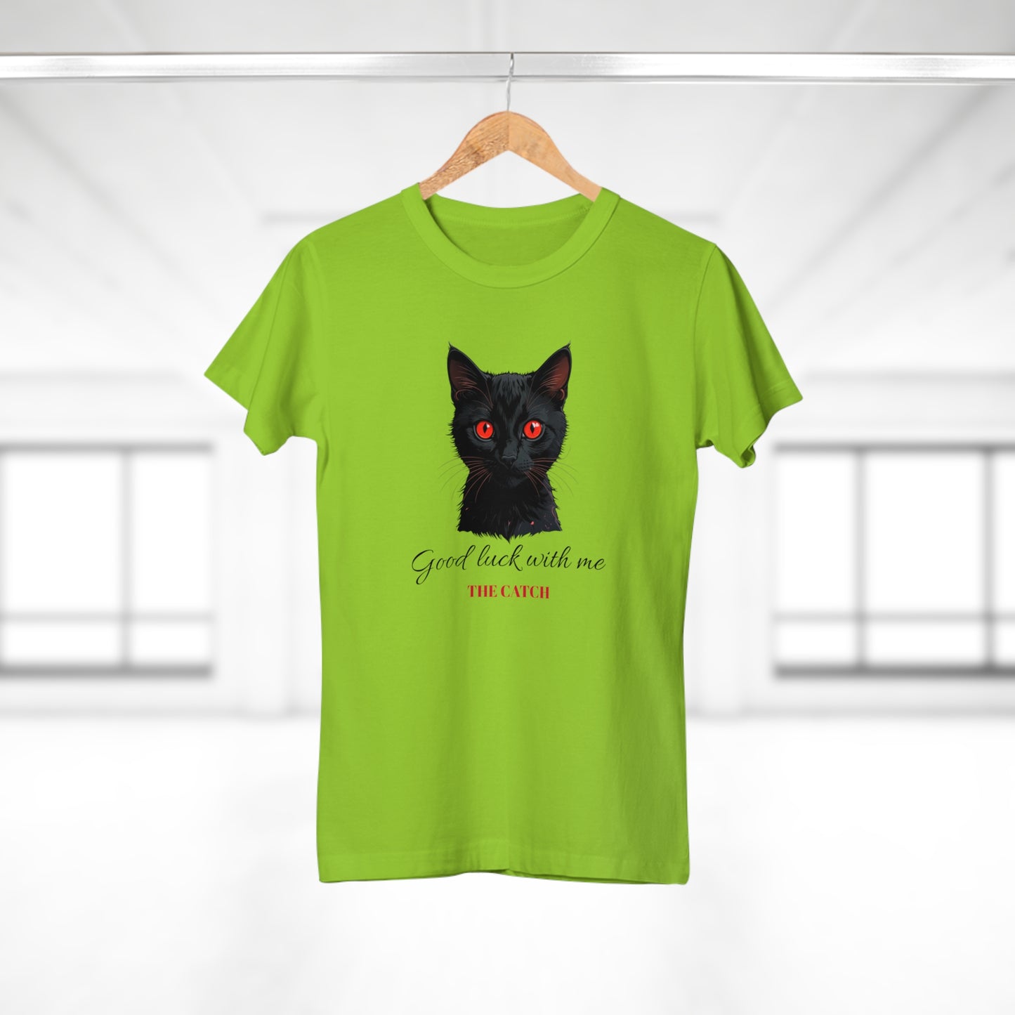 Good Luck Cat Women's T-Shirt - Playful Black Cat Design