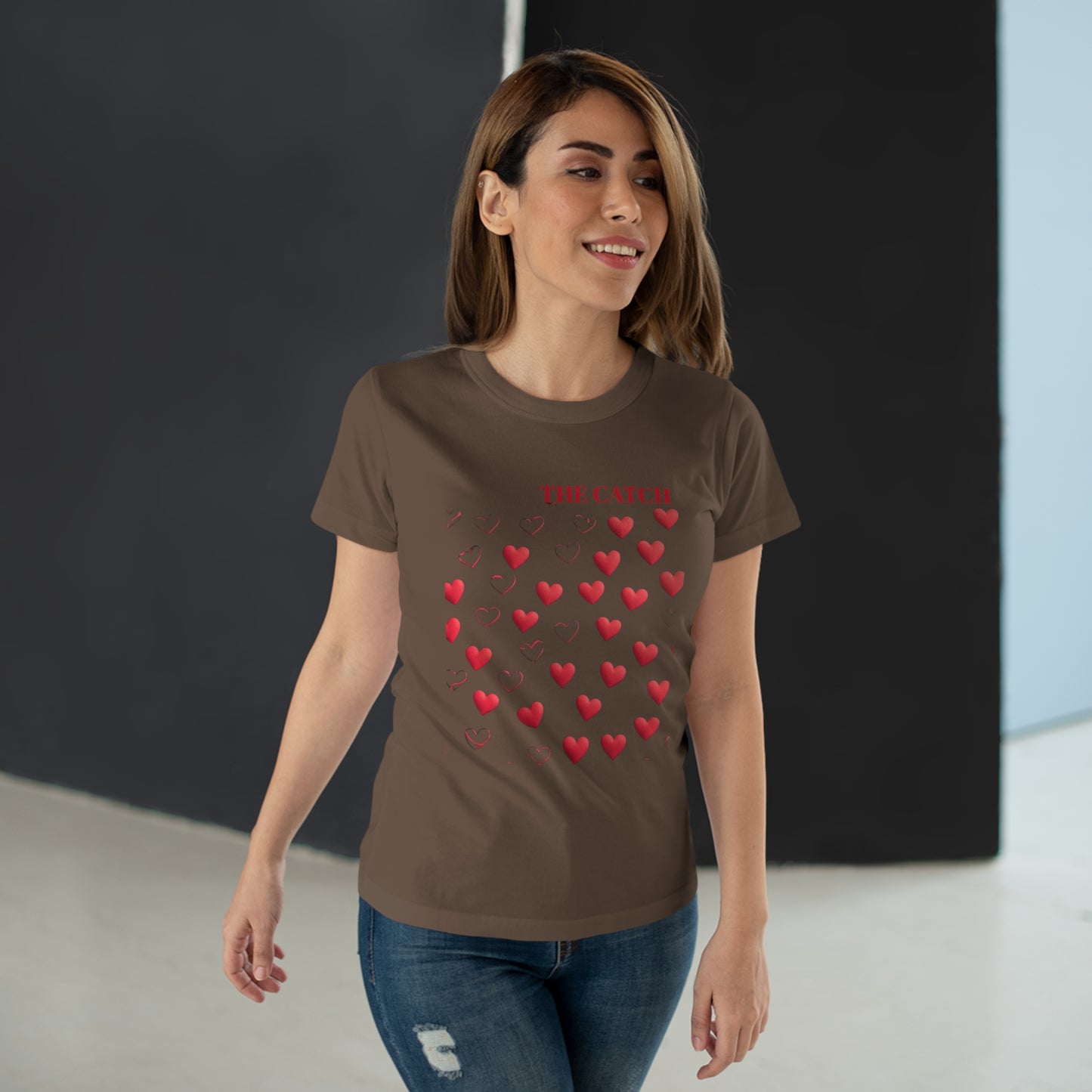 Romantic Hearts Women's T-Shirt - 'The Catch' Design