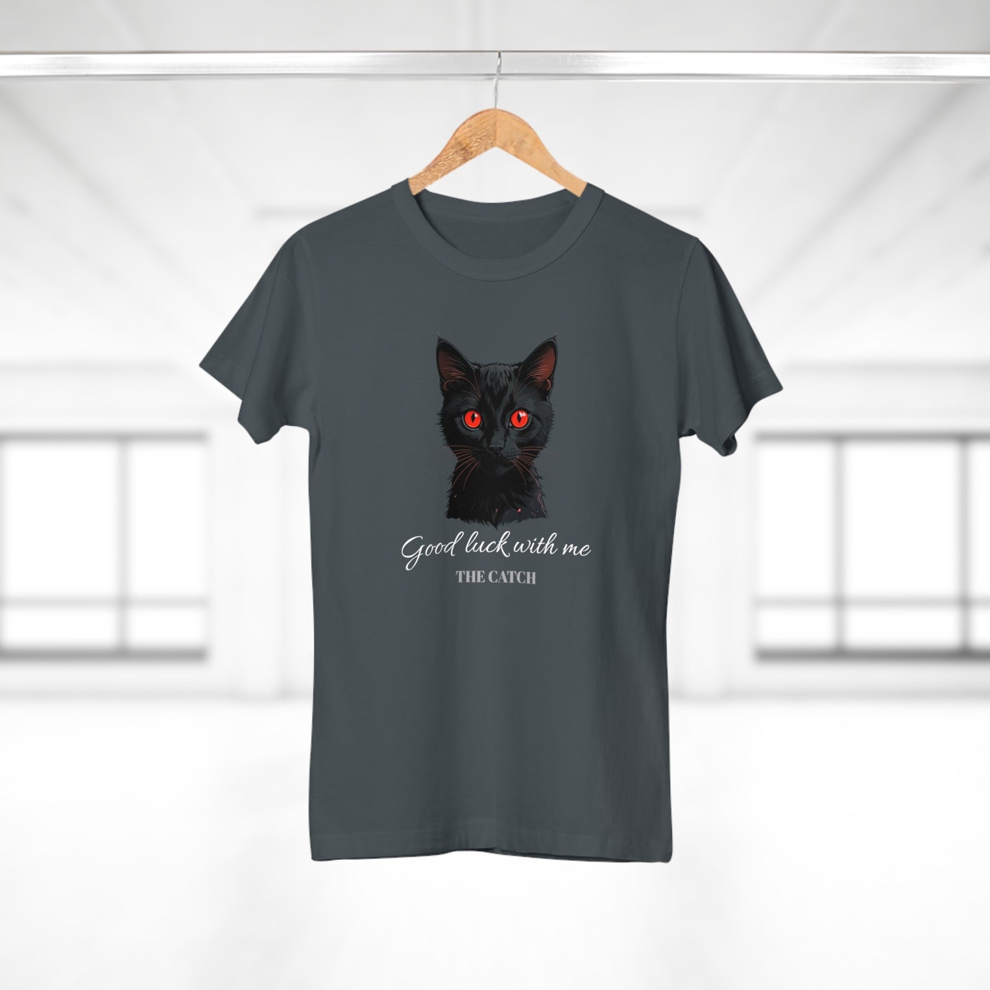 Good Luck Cat Women's T-Shirt - Playful Black Cat Design