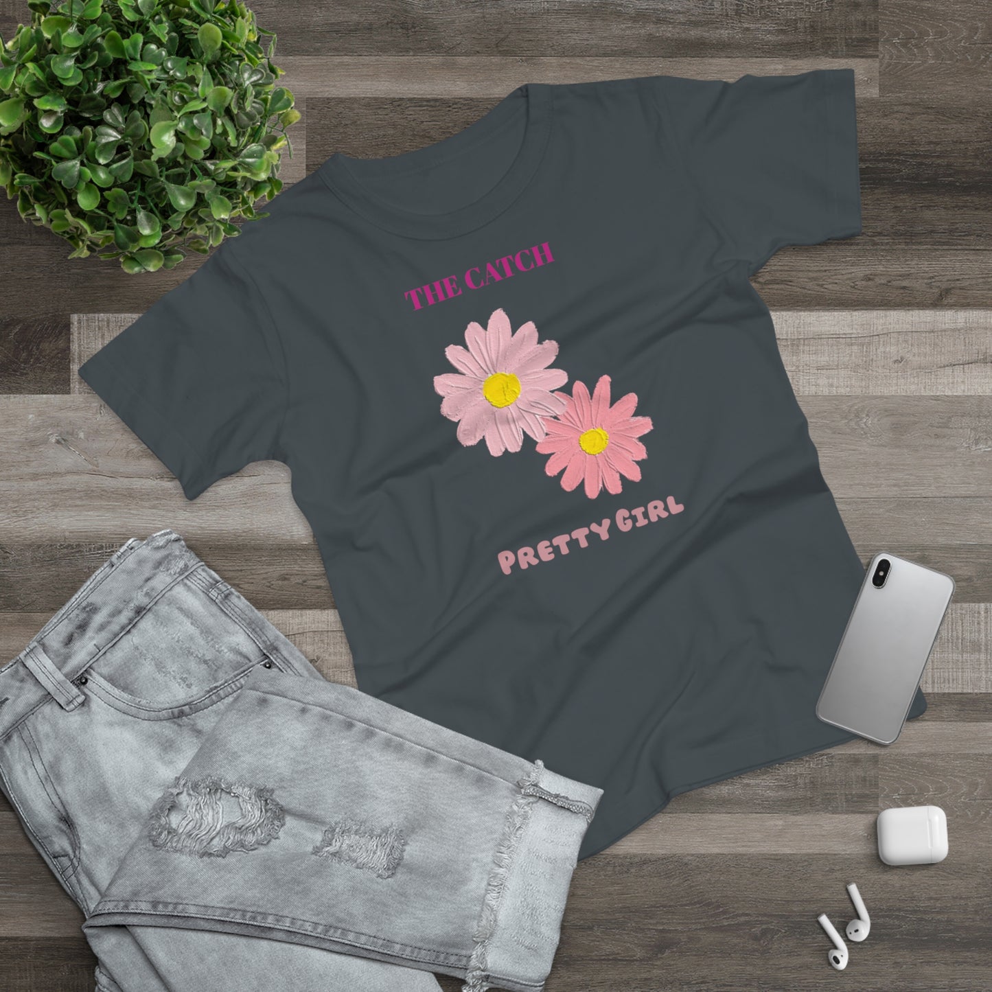 Flower Power Women's T-Shirt - 'The Catch' Pretty Girl Design