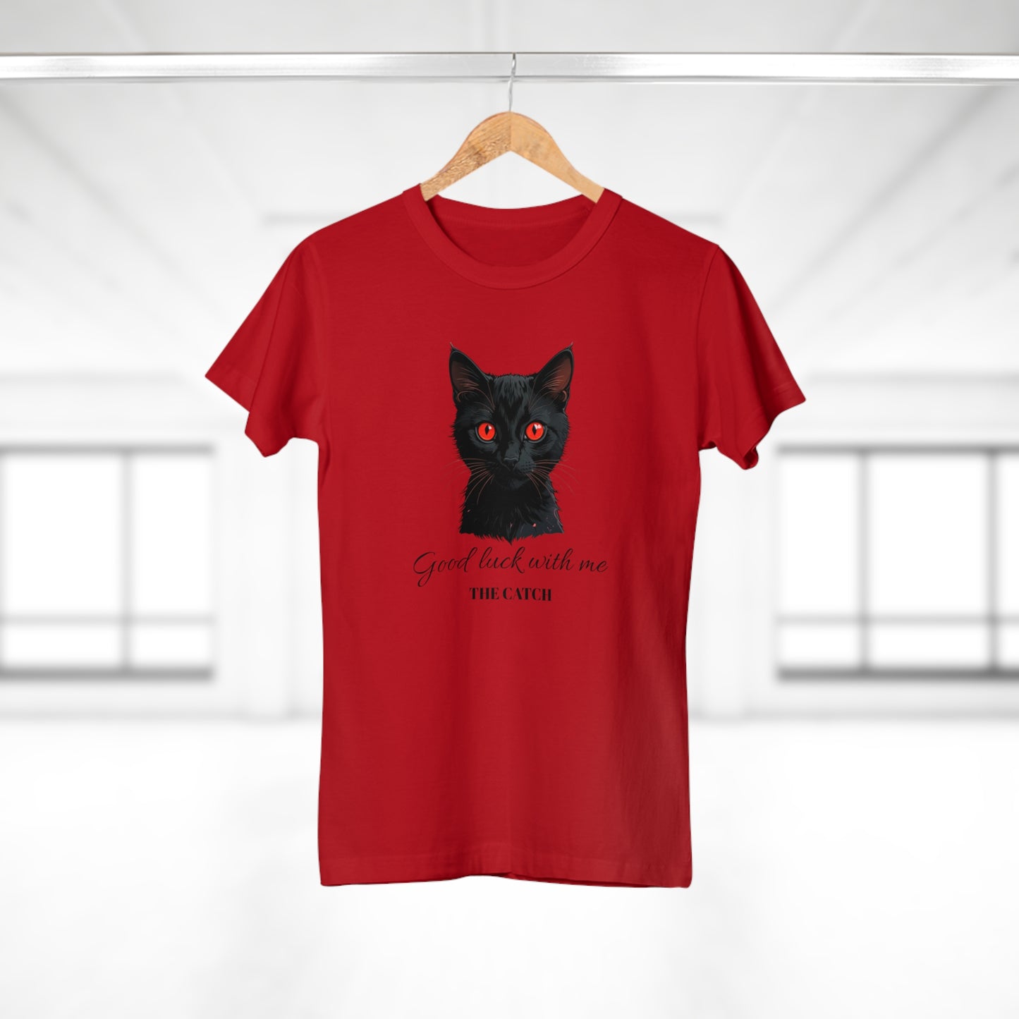 Good Luck Cat Women's T-Shirt - Playful Black Cat Design