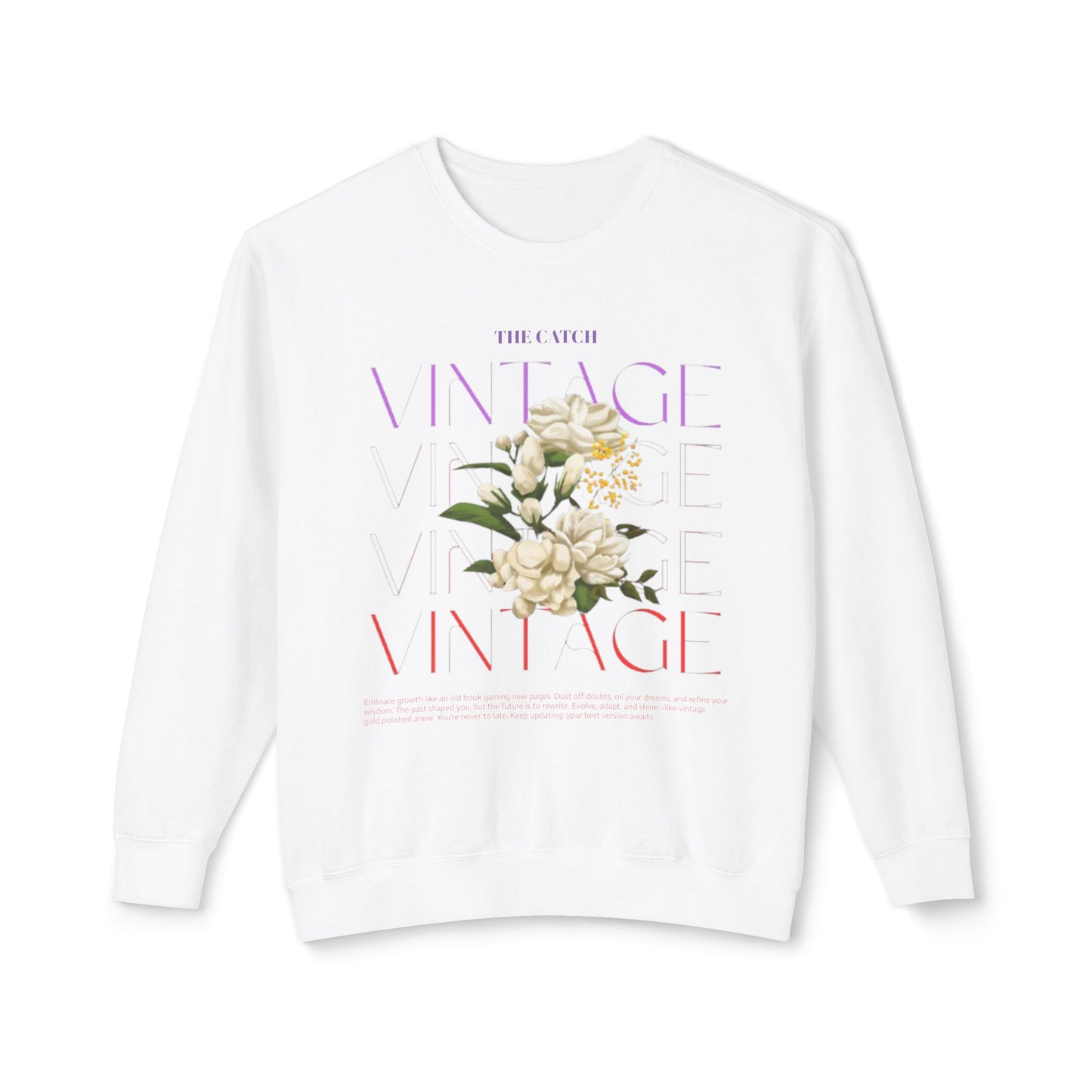 Vintage Floral Women's Lightweight Crewneck Sweatshirt - Casual & Stylish Design