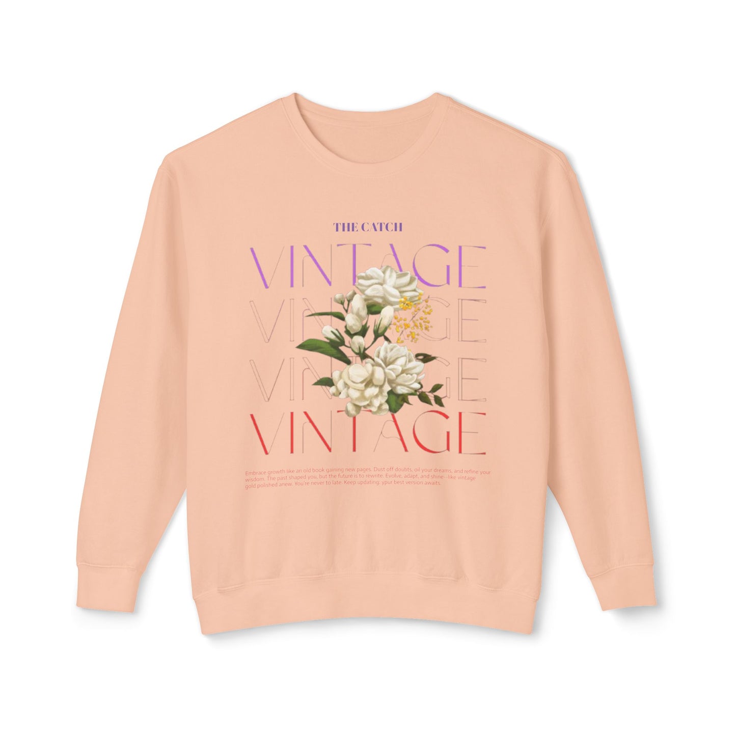 Vintage Floral Women's Lightweight Crewneck Sweatshirt - Casual & Stylish Design