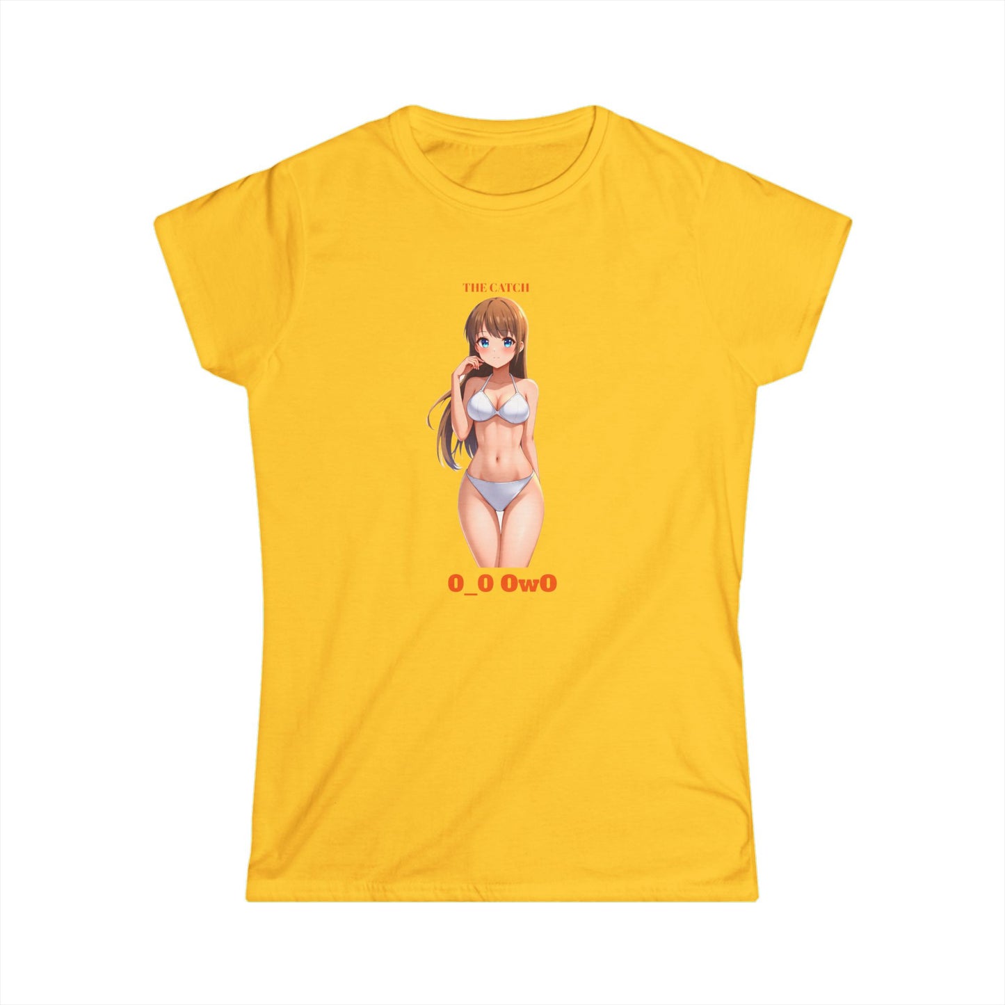 Cute Anime Graphic Women's Softstyle Tee - 0_0 OwO Design