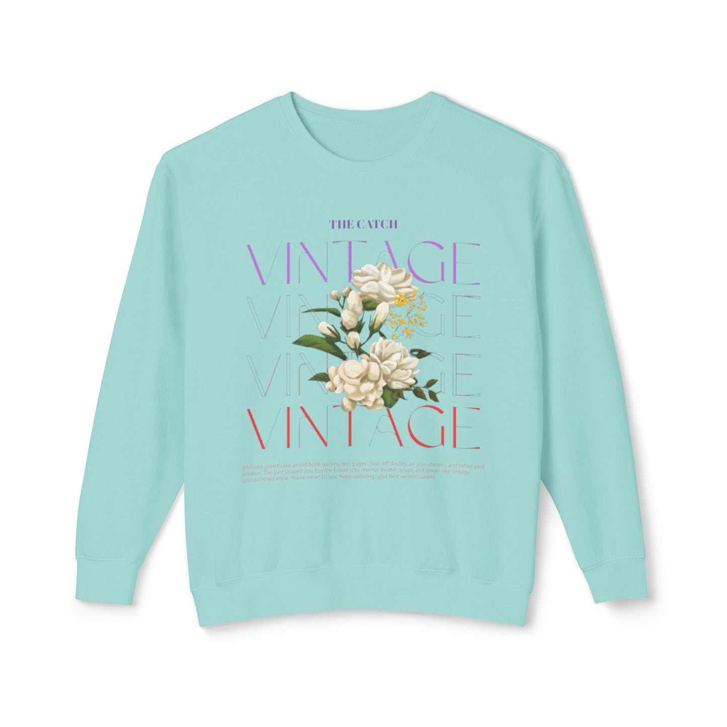 Vintage Floral Women's Lightweight Crewneck Sweatshirt - Casual & Stylish Design