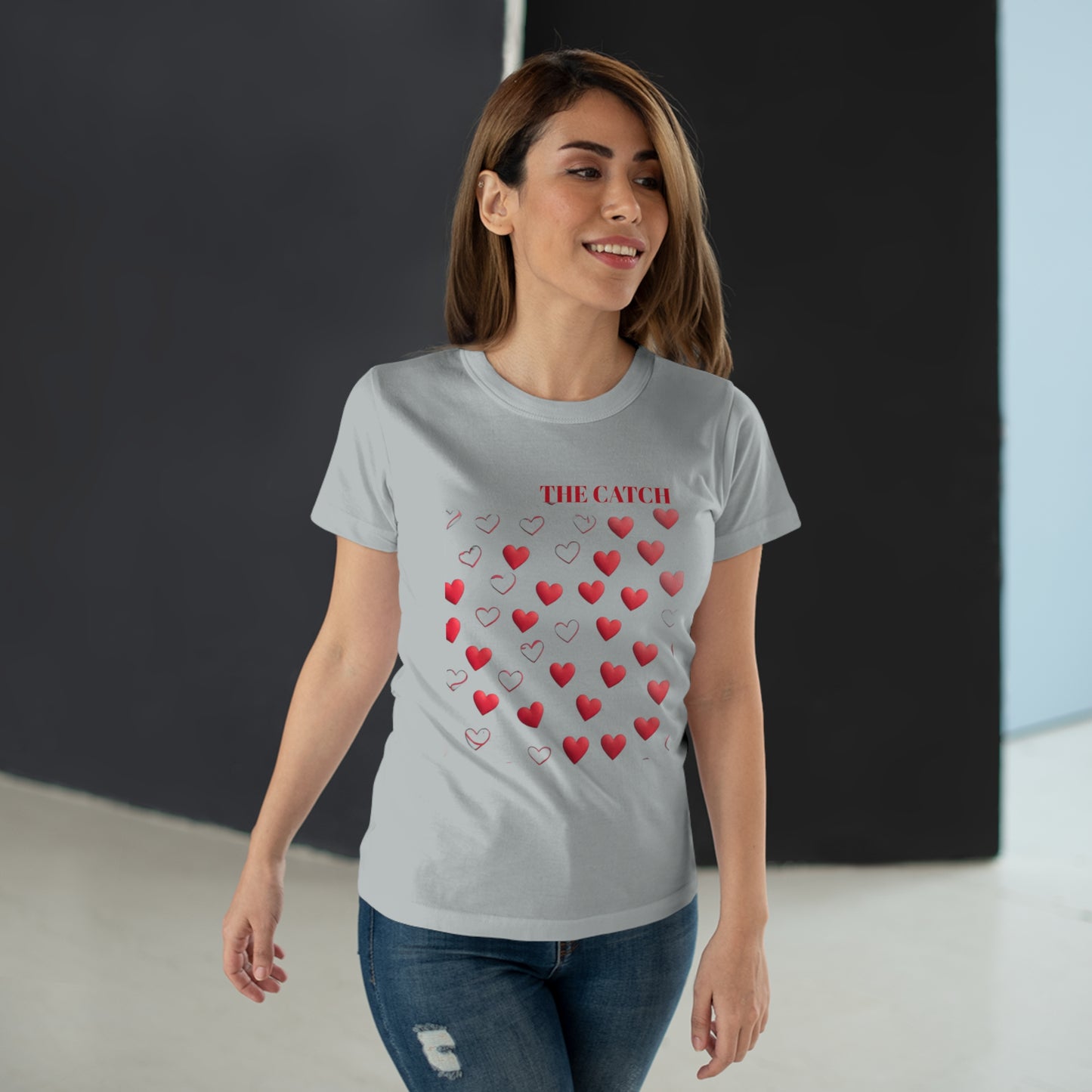 Romantic Hearts Women's T-Shirt - 'The Catch' Design