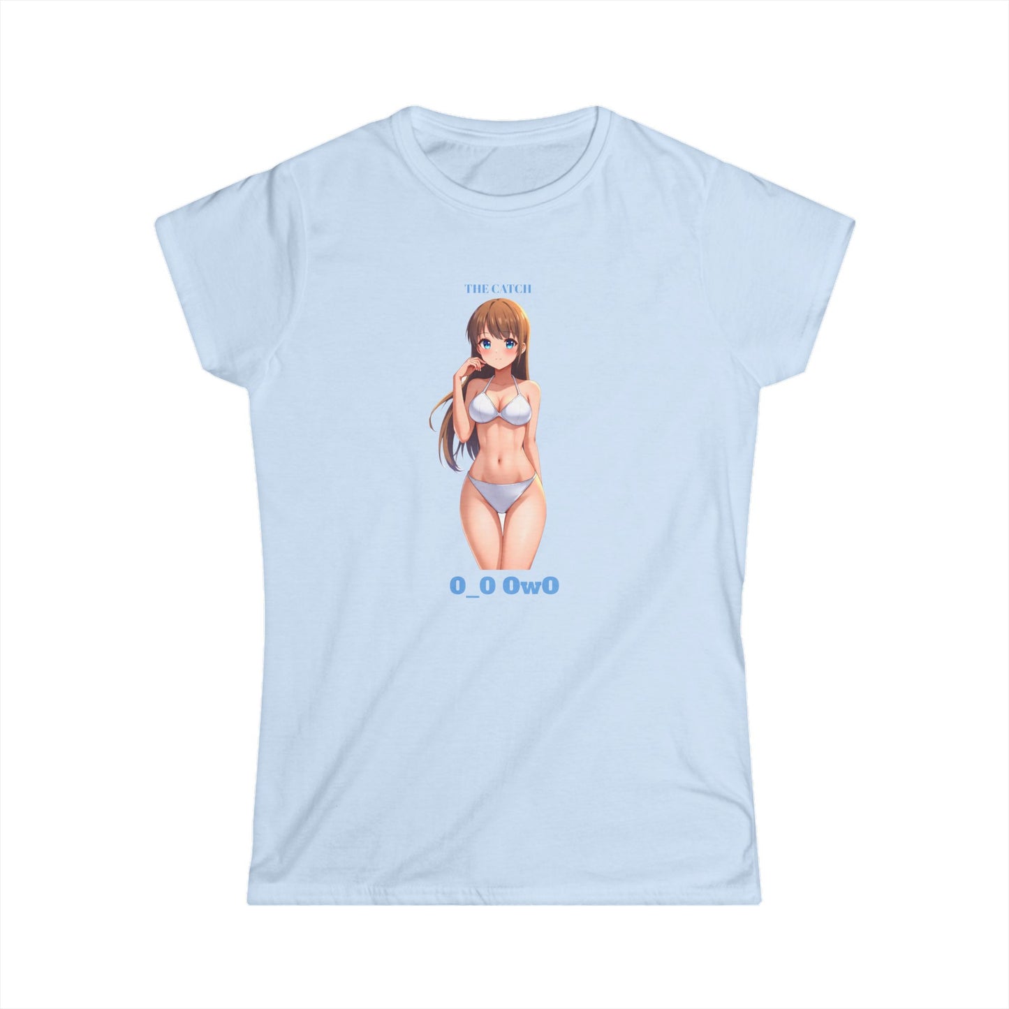 Cute Anime Graphic Women's Softstyle Tee - 0_0 OwO Design