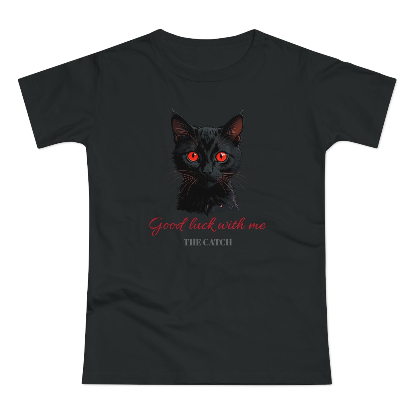 Good Luck Cat Women's T-Shirt - Playful Black Cat Design