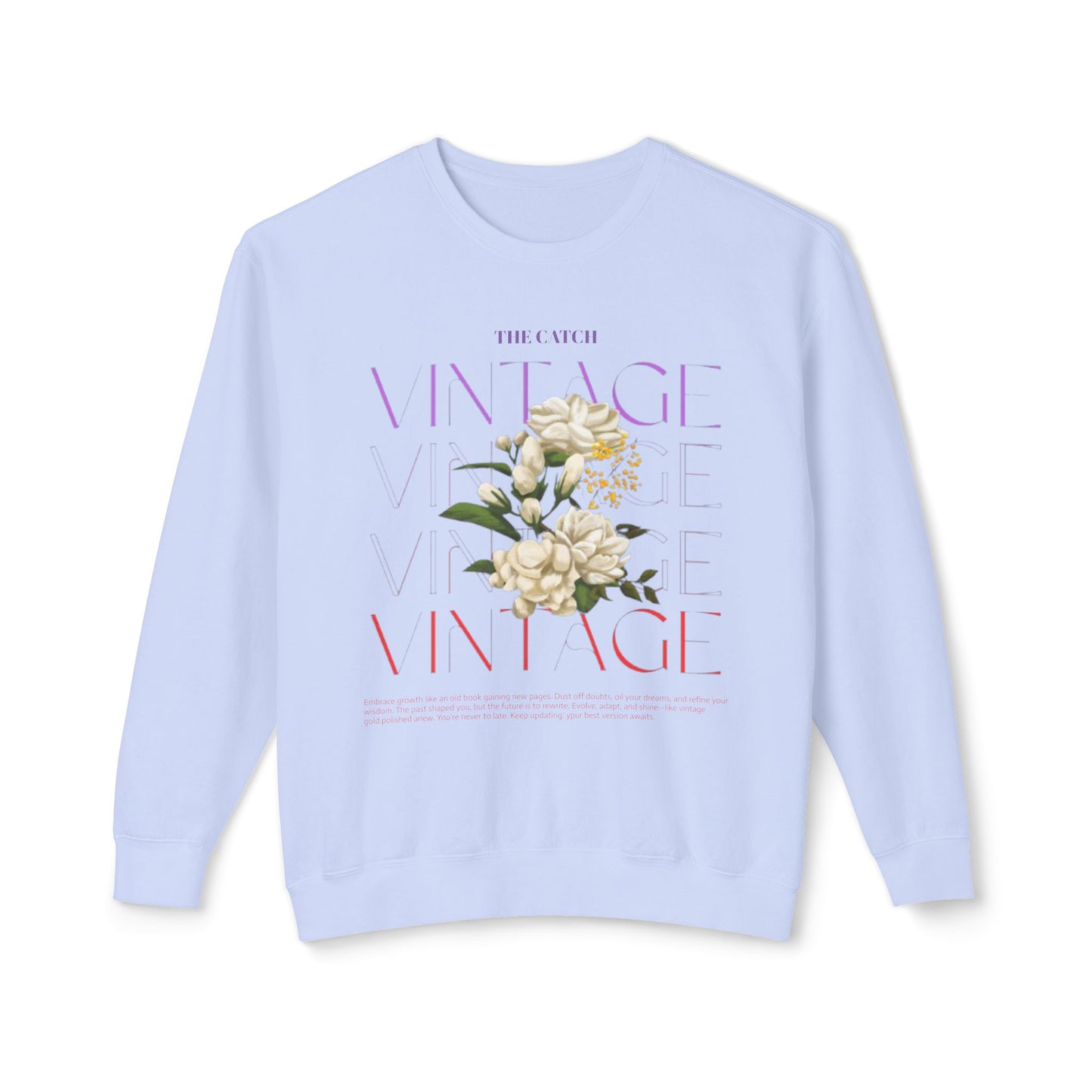 Vintage Floral Women's Lightweight Crewneck Sweatshirt - Casual & Stylish Design