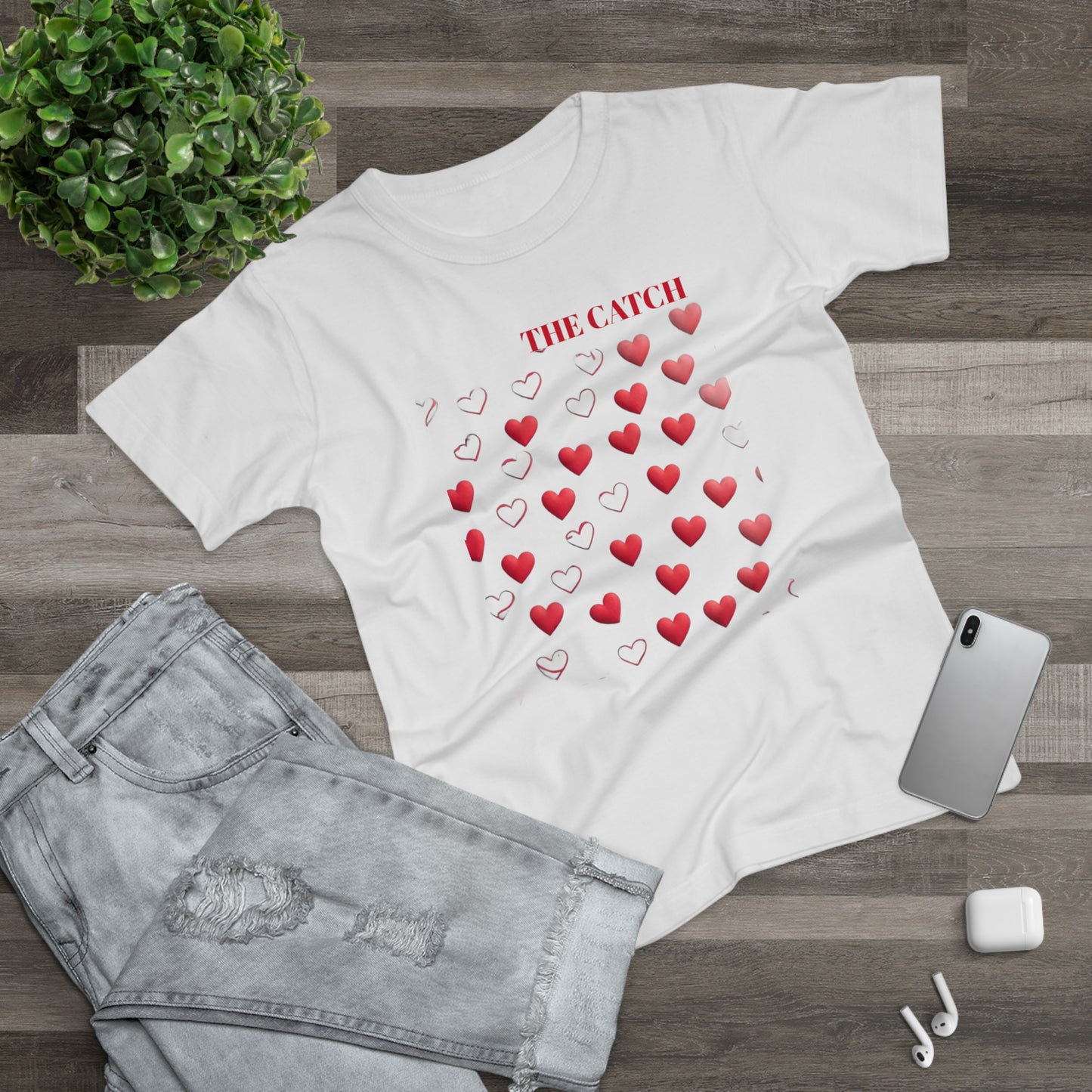 Romantic Hearts Women's T-Shirt - 'The Catch' Design