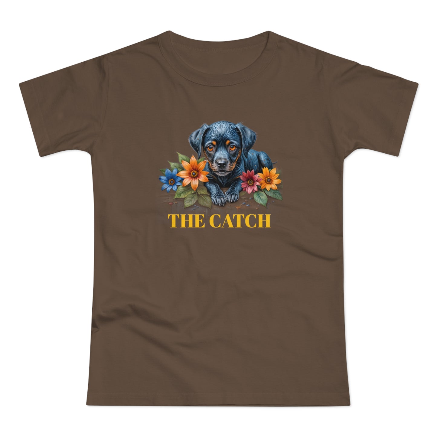 The Catch Dog-Themed Women's T-Shirt - Floral Design for Pet Lovers