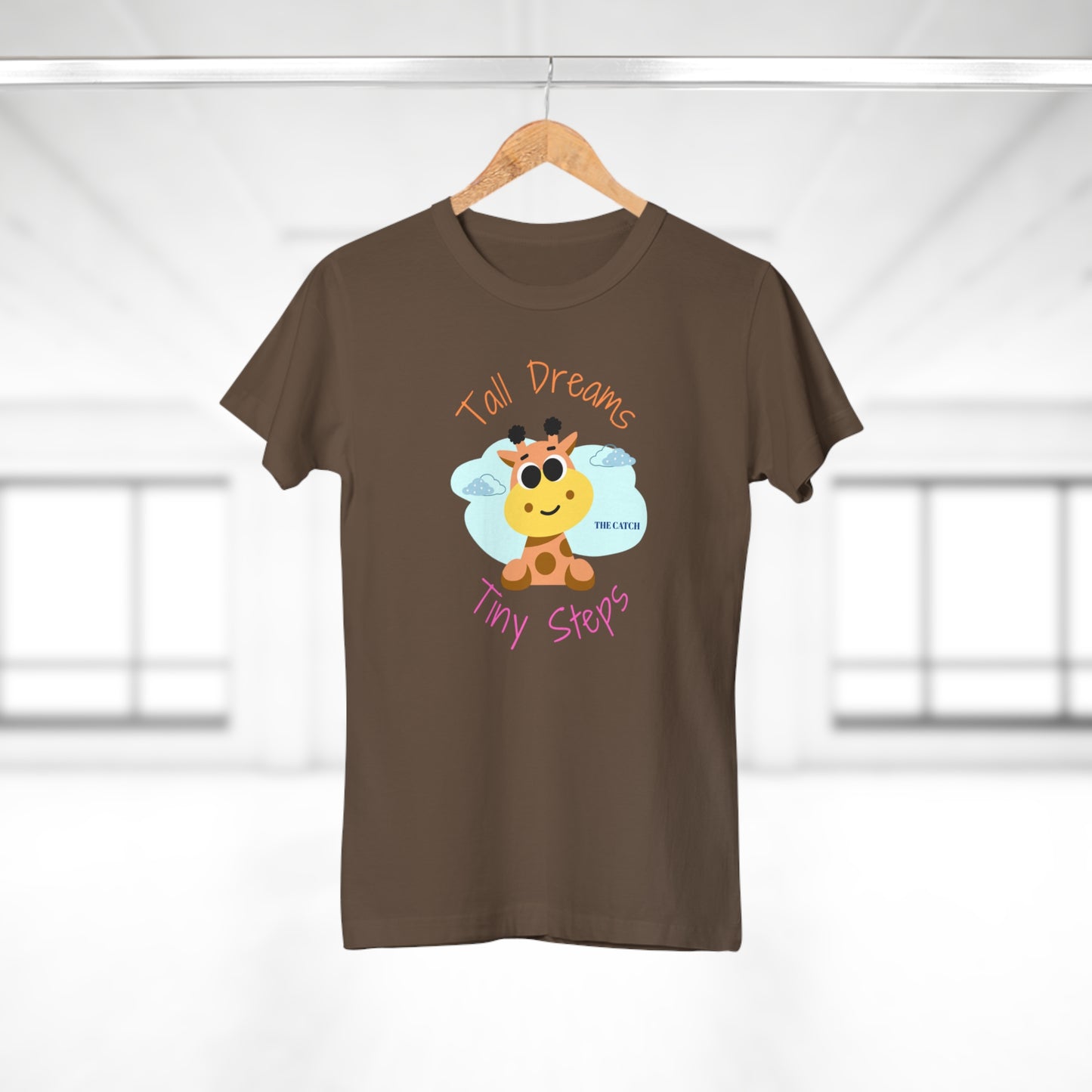 Cute Giraffe Graphic T-Shirt - 'Tall Dreams Tiny Steps' for Women