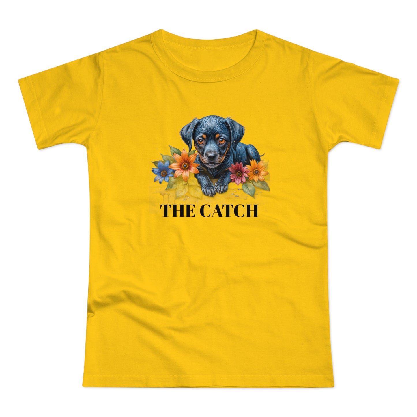 The Catch Dog-Themed Women's T-Shirt - Floral Design for Pet Lovers