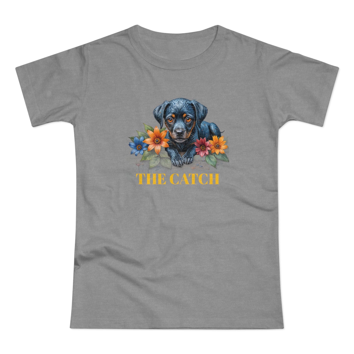 The Catch Dog-Themed Women's T-Shirt - Floral Design for Pet Lovers