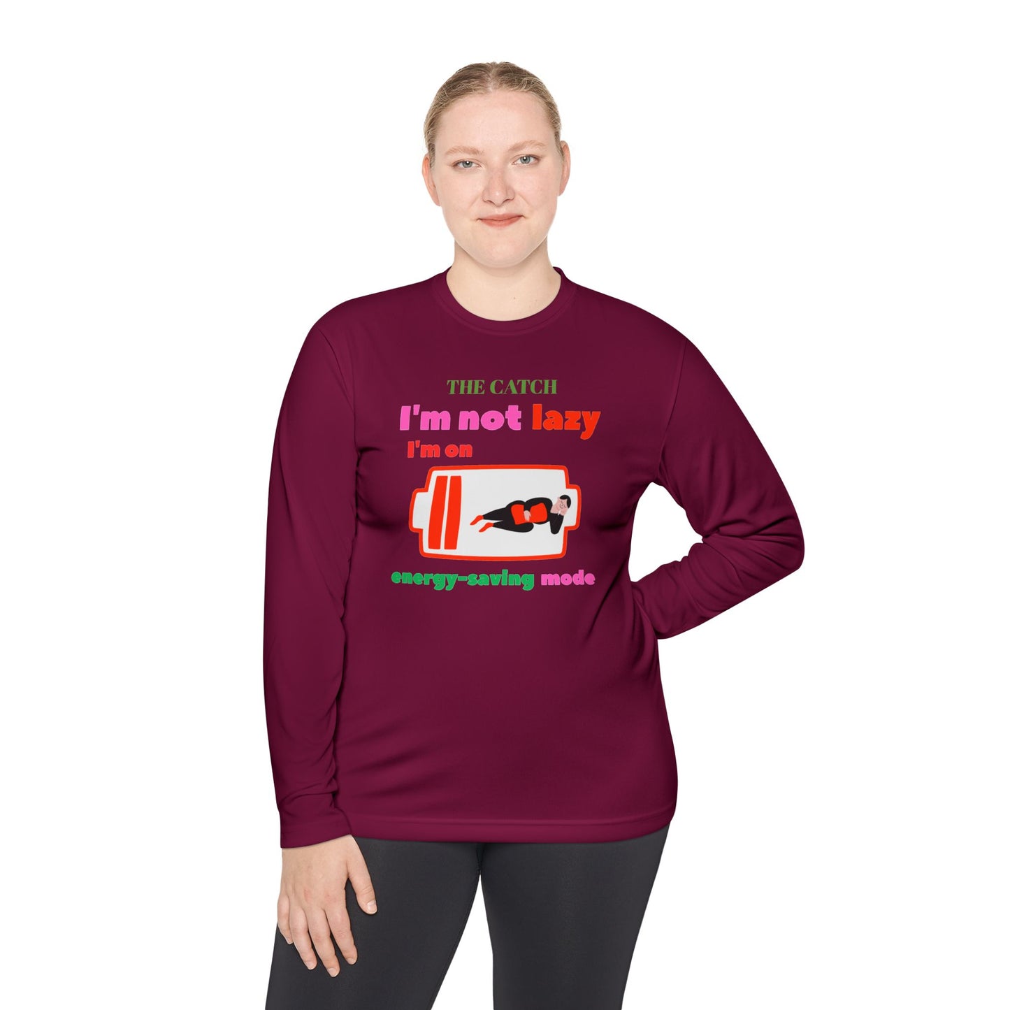 Women's Lightweight Long Sleeve Tee - I'm Not Lazy, I'm on Energy-Saving Mode