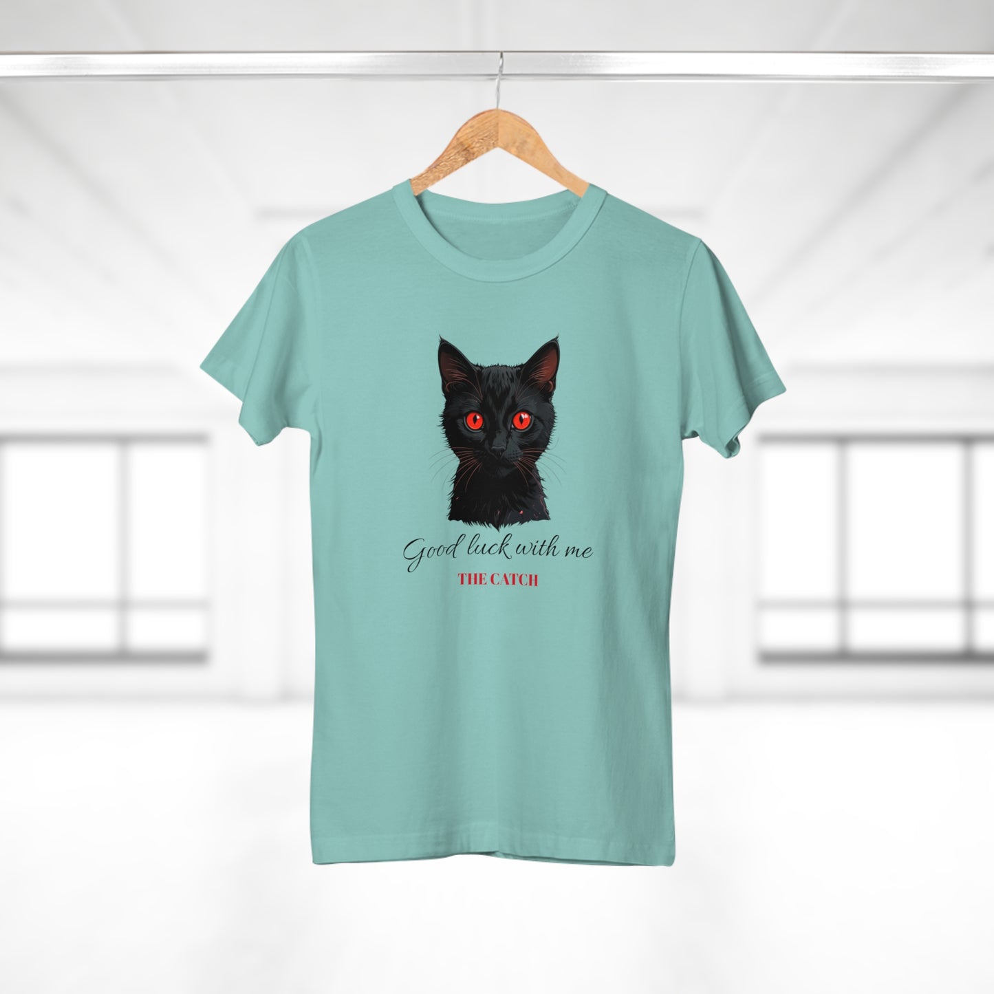 Good Luck Cat Women's T-Shirt - Playful Black Cat Design