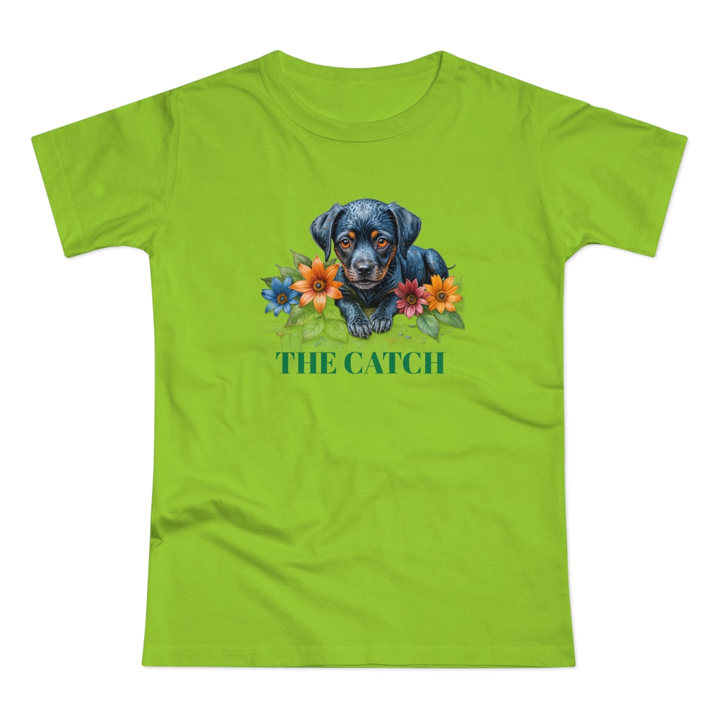 The Catch Dog-Themed Women's T-Shirt - Floral Design for Pet Lovers