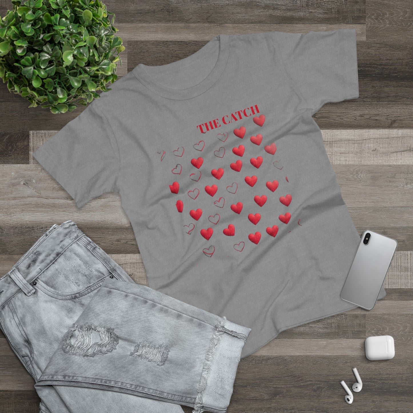 Romantic Hearts Women's T-Shirt - 'The Catch' Design